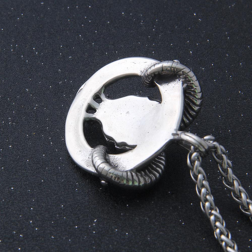 Norse Mythology Men Stainless Steel Nordic Viking Amulet Thor Goat Valknut Pendant Necklace Viking Goat Head Stainless Steel