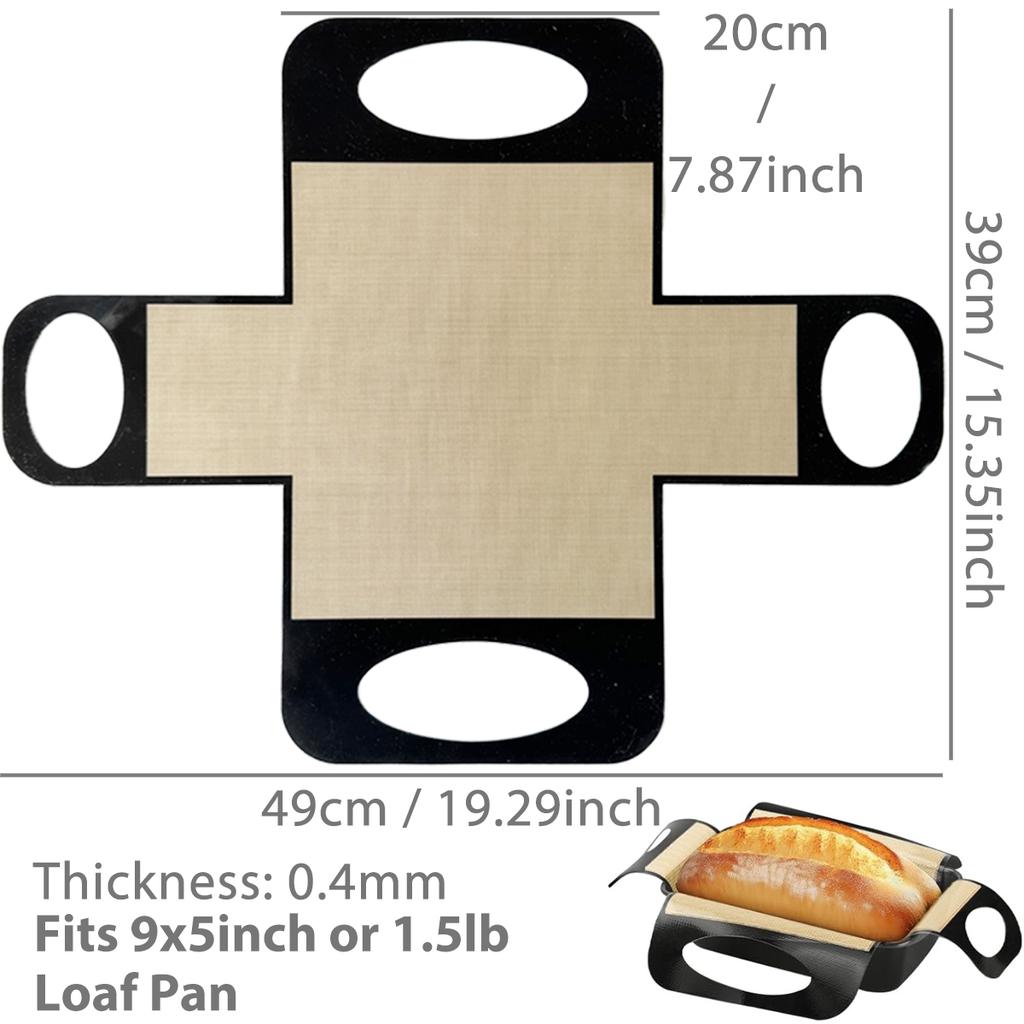 Silicone Bread Loaf Pan Liners, Reusable Nonstick Long Tab Handles Bread Pan Baking Mats, for 9x5inch Bread Pans, Heat Resistant