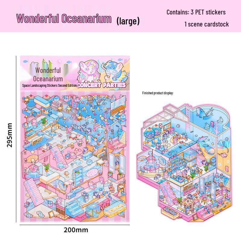 Extra Large 3D Cartoon Landscape Sticker: Ancient Style DIY Miniature Scene
