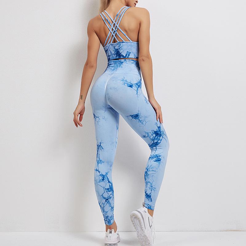 Women's Seamless Tie-Dye Yoga Set: High-Waist Hip-Lifting Pants and Sports Vest
