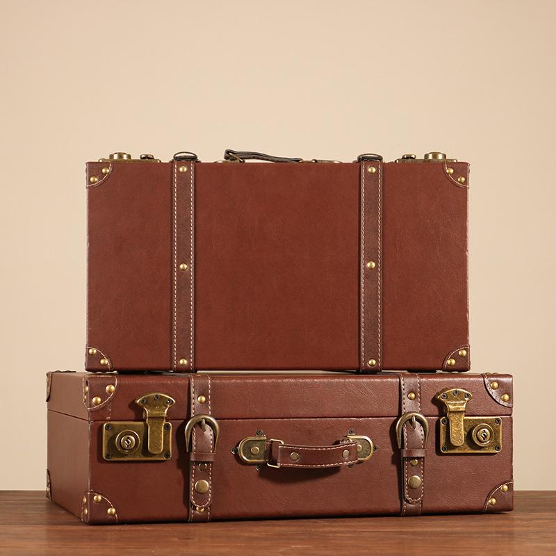 European Retro Leather Storage Box - Handbag, Clothes, and Travel Photography Prop Organizer
