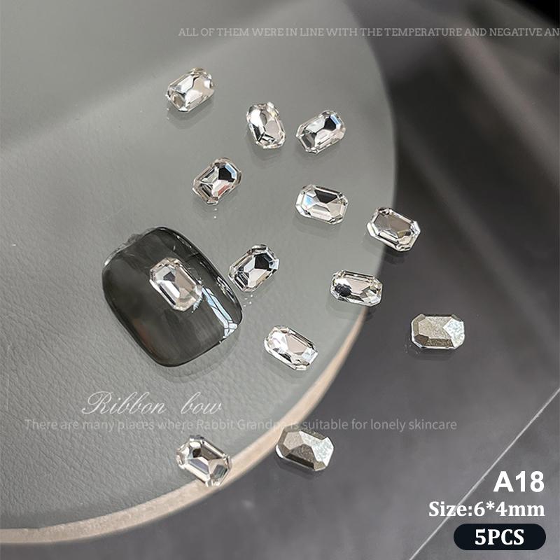 5Pcs Sparkle Sharp Diamond Nail Art Rhinestones Jewel Decoration Mix Clear White Nail Charms Ornaments