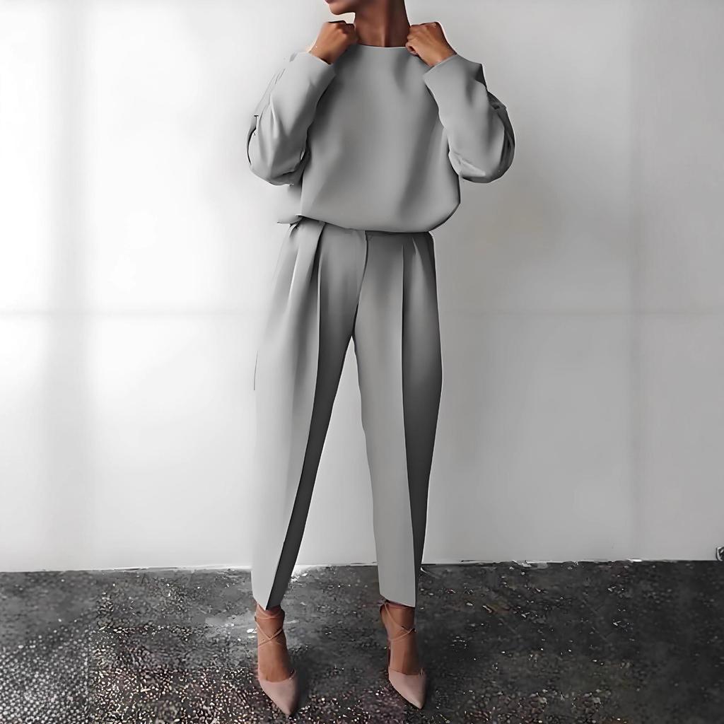 Women's Solid Color Long Sleeve Two-Piece Set - New Autumn/Winter Fashion