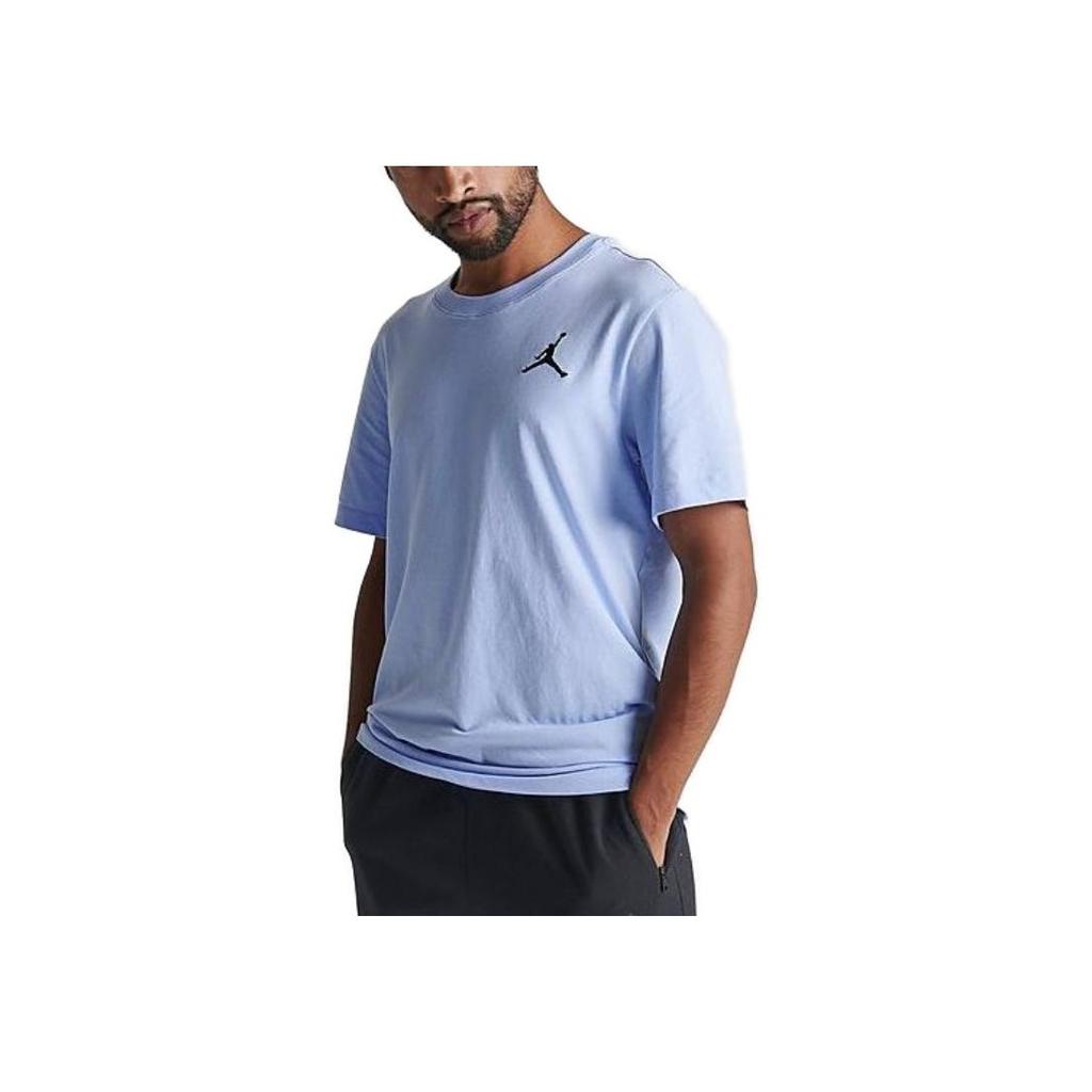 Jordan Jumpman Solid Logo Ribbed Crew Neck Sports Short Sleeve T-Shirt Men Tops Sky-Blue DC7485-425