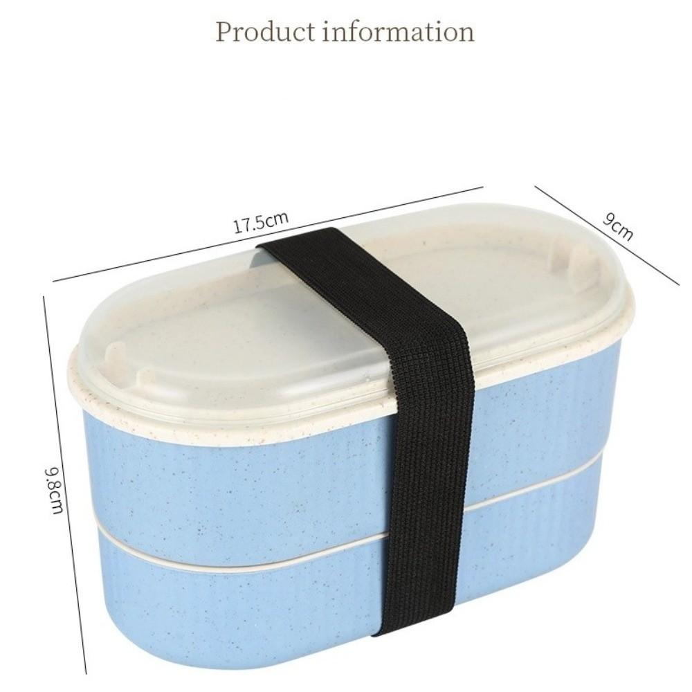 Portable Double Layer Lunch Box with Fork and Spoon Microwave Food Storage Boxes Leakproof High Capacity Dinnerware Set