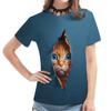 Damen Kawaii Katze Grafik T-Shirt Lässig Kurzarm Sommer Damen T-Shirts Streetwear Locker T-Shirt Damen 3D Druck Oberteile T-Shirts