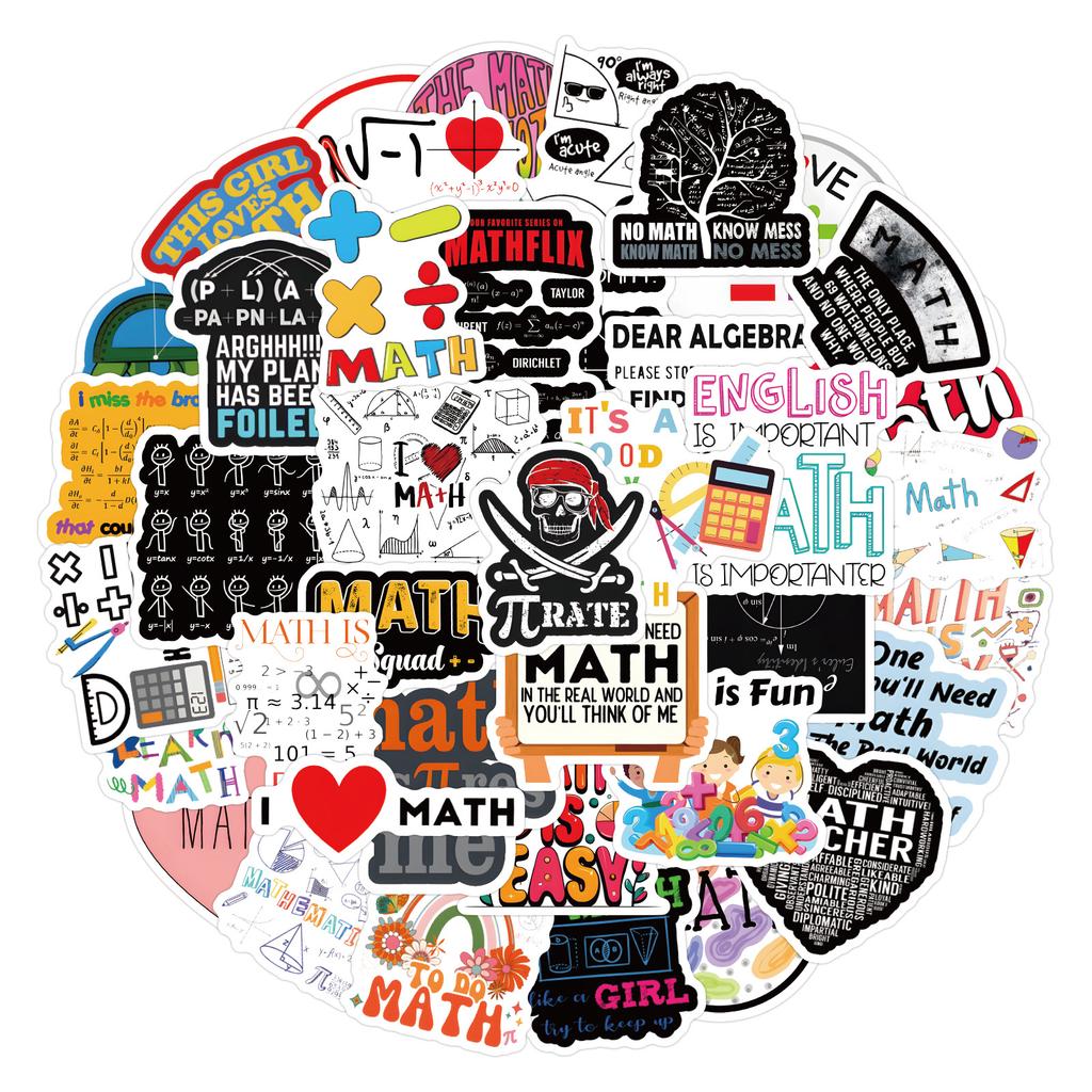 60 New Math Math Doodle Stickers Decorate Suitcase Notebook Guitar Cartoon Stickers