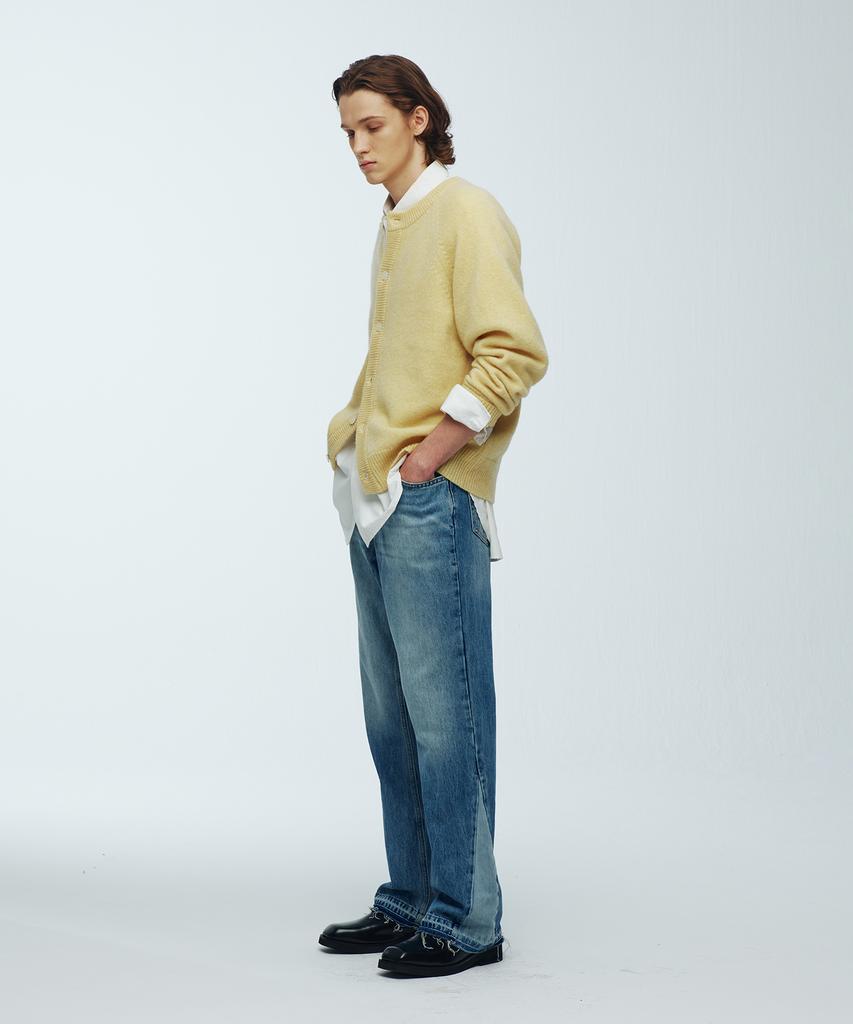 Knitted Shaggy Dog 100% Wool Round Cardigan Yellow