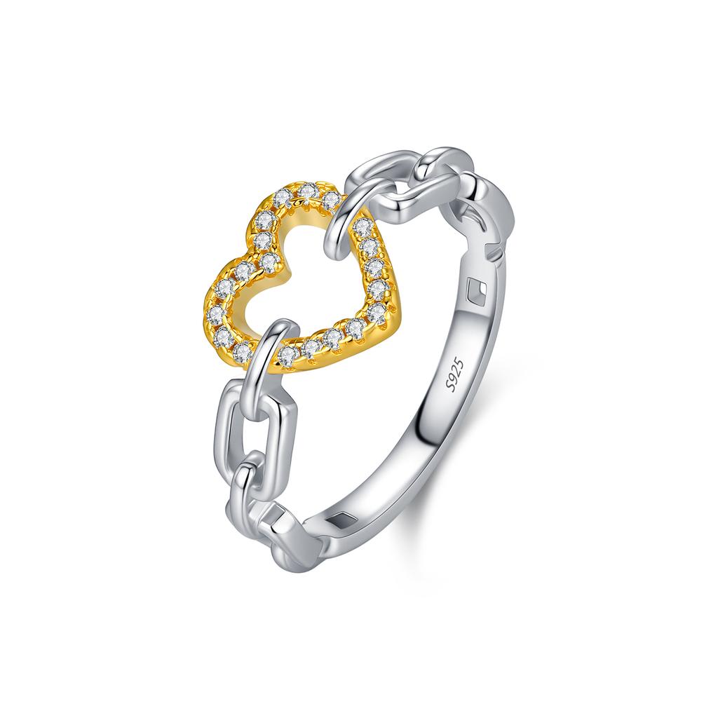 MODIAN 925 Silver Romantic Heart Ring Mix Hollow Out Paved CZ Ring for Women Sweet Birthday Jewelry Gift