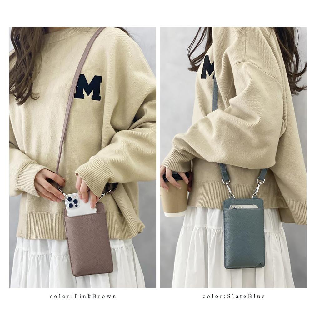 Gisele Crossbody Shoulder Smartphone Small Coin Vertical Style Brown with Women's Bag, Bag, Pouch, Wallet, Purse, Lightweight, Travel, Leisure, (Pink