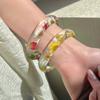 Resin Natural Dried Flower Bracelet Wide Big Cuff Bangle Unique Acrylic Bangle  Gift