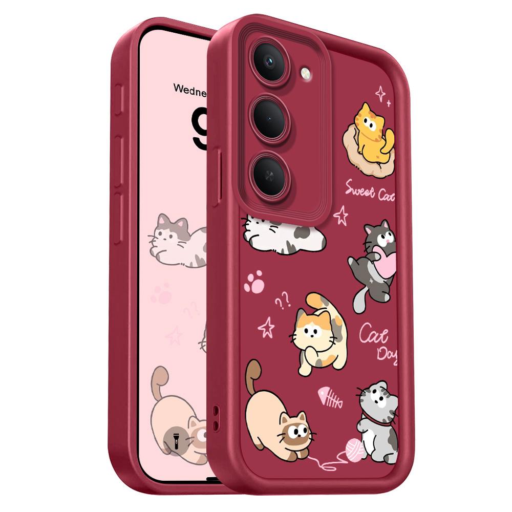 

Playing Cute Cat Phone Case For Xiaomi Redmi 15 15C 14C 13 13C 12 12C 10 10C A1 A2 A3 A5 Plus 4G 5G Staircase Soft Cover Redmi A5 винный