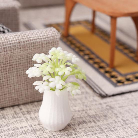 Mini Vase And Flowers 1:12 Scale Vase Miniature Tiny Table Centerpiece Flower Vase for Doll Mansion Living Room Decor