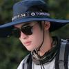 Male Sun Hat Summer Fashionable Big Brim Semi Breathable Men Fisherman Hat for Outdoor Blue
