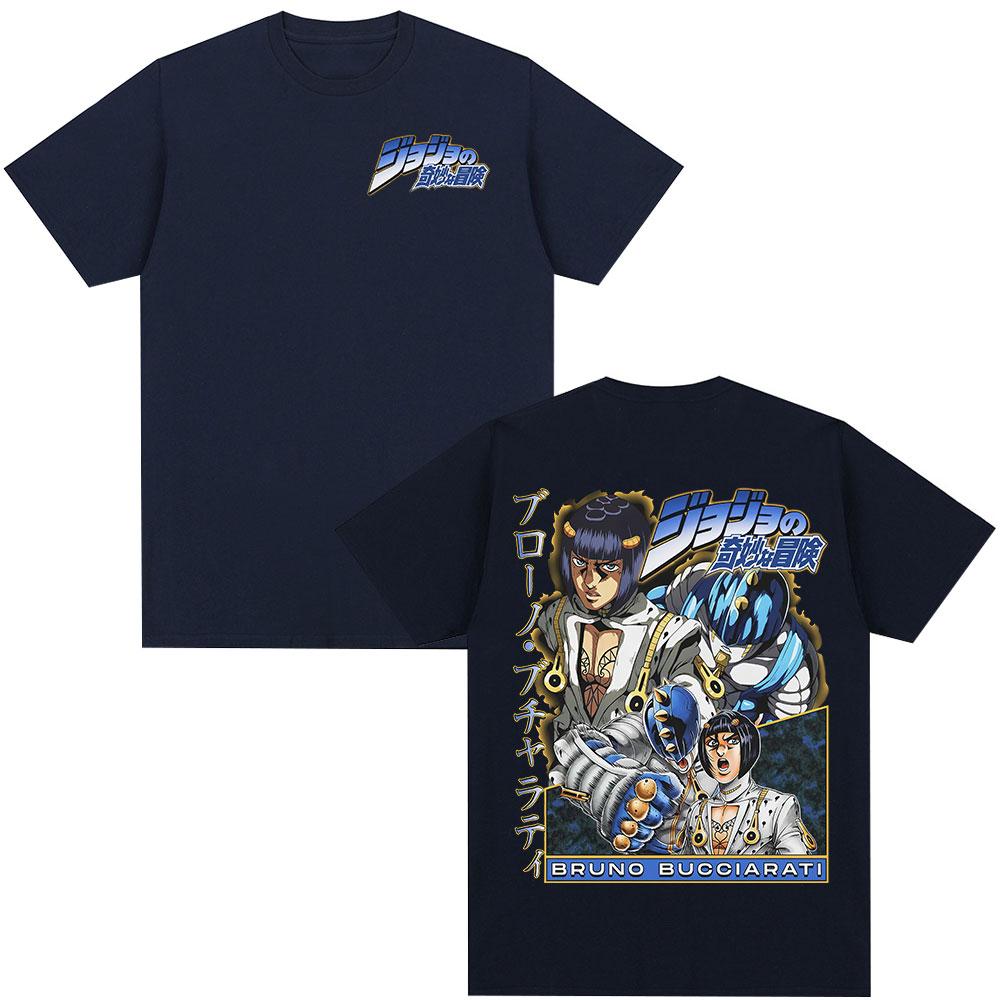 Anime JoJo Bizarre Adventure Tshirt Bruno Buccellati Manga Tshirts Mens Women Cotton Casual Short Sleeves T Shirt Streetwear