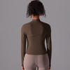 Stand Collar Long Zipper Long Sleeve Coat Brushed Tight Sports Running Fitness Yoga Clothing Top For Women