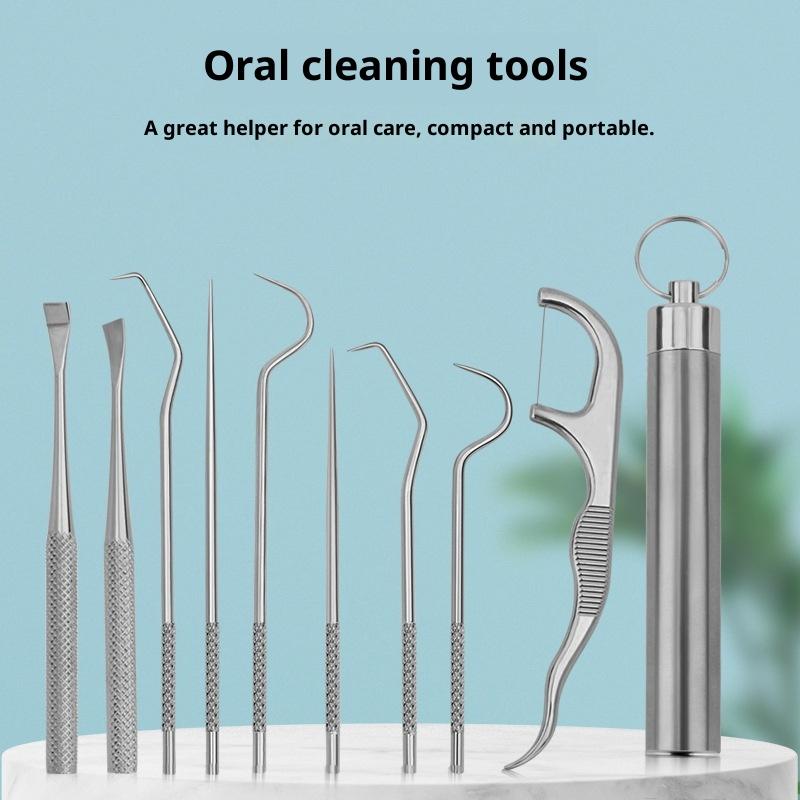 Stainless Steel Toothpick Set Portable Reusable Tooth Cleaner Kit with Travel Case for Everyday Oral Hygiene