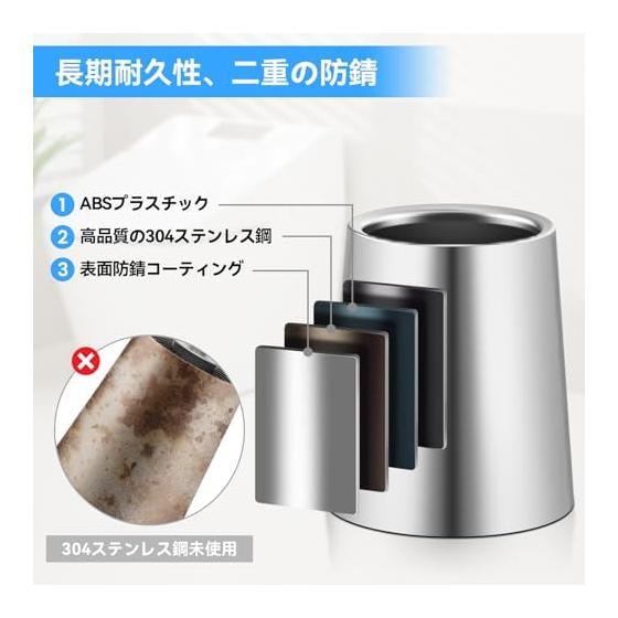SUS304 Brushed SUS304 Stainless Steel Toilet Brush Silicone Toilet Bowl Brush Cleaning Brush Caddy Silver