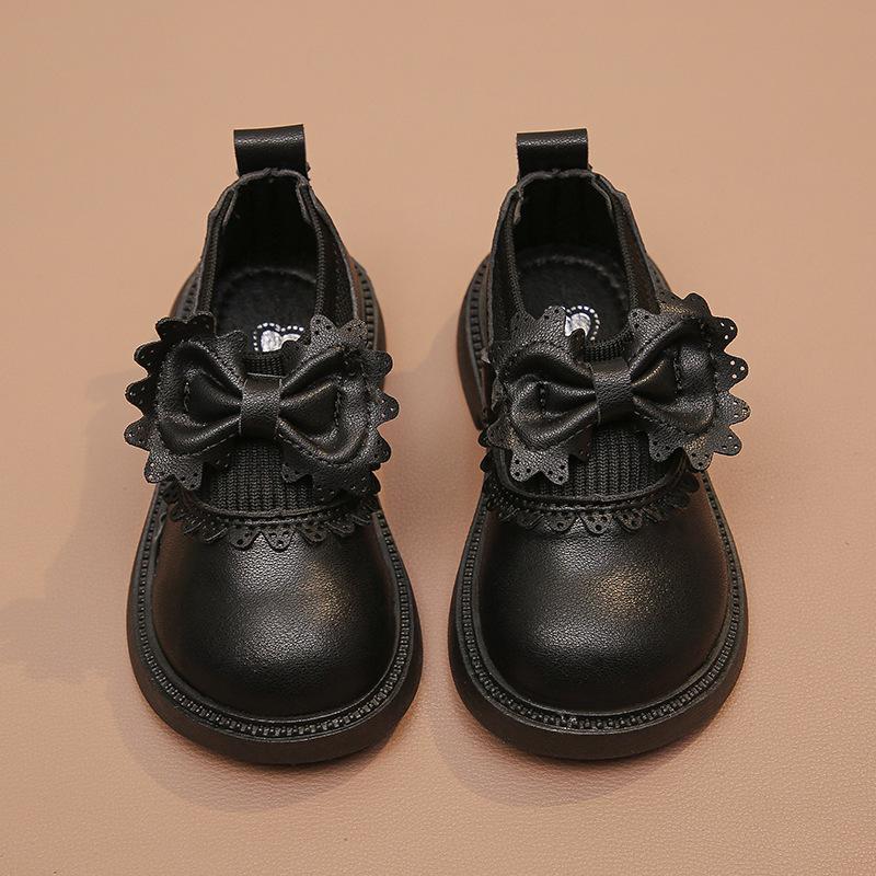 British Style Bowknot Girls Princess Leather Shoes Soft Sole Performance Flats
