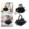 Bröllopsblomsterflickekorg Svart Tyg och Spets Lättviktig Brudaccessoar Förvaring Elegant