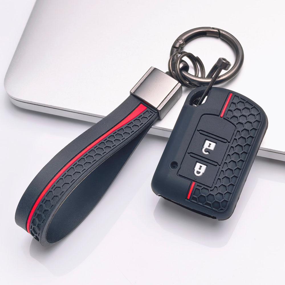 Premium Silicone Car Key Fob Cover For Mitsubishi Lancer EX Outlander ASX Pajero Sport With Keychain Soft Silicone Car Interior Accessories
