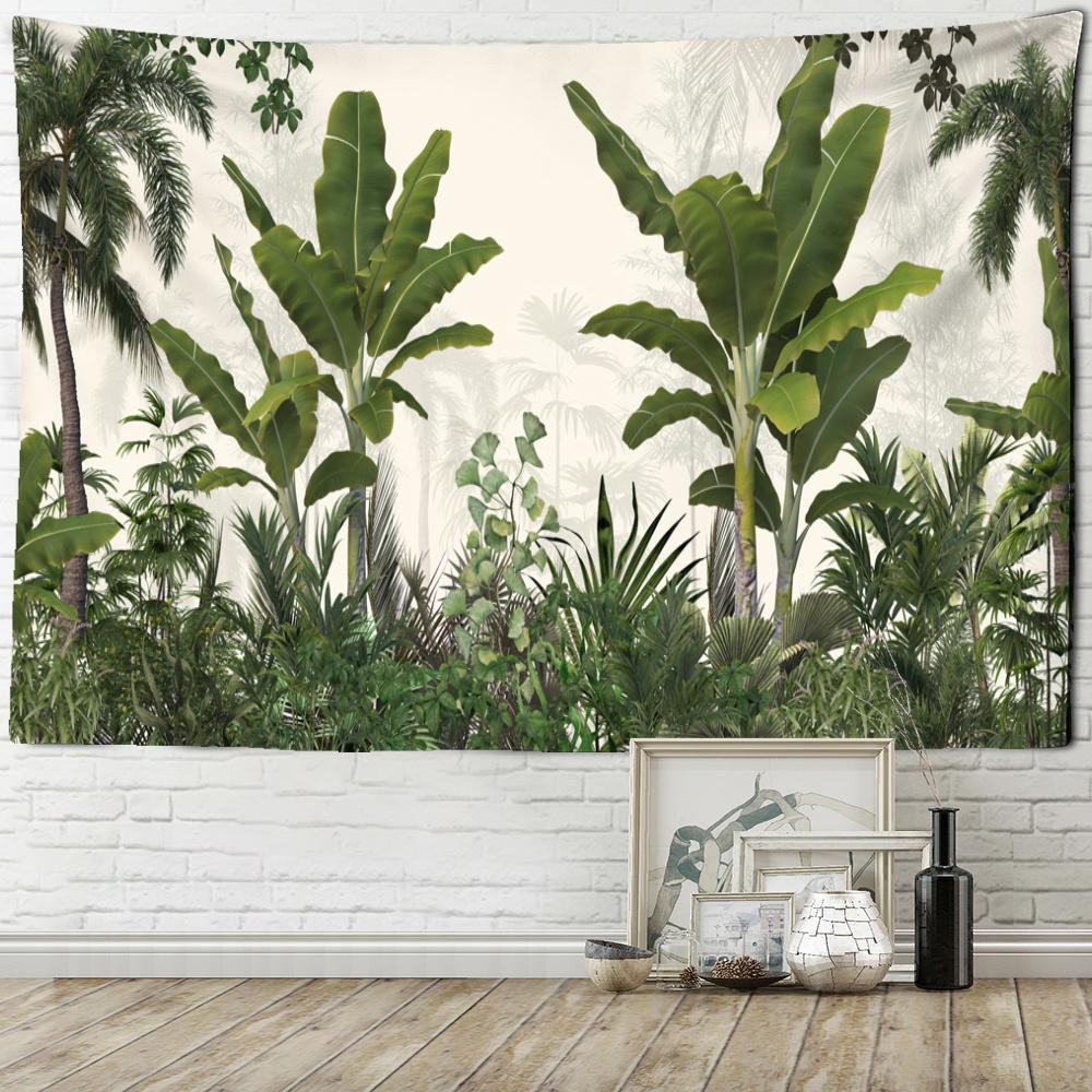 Tropical Plants Tree Tapestry Forest Illustration Wall Hanging Coconut Trees Pattern Tapestry for Bedroom Living Room Home Decor