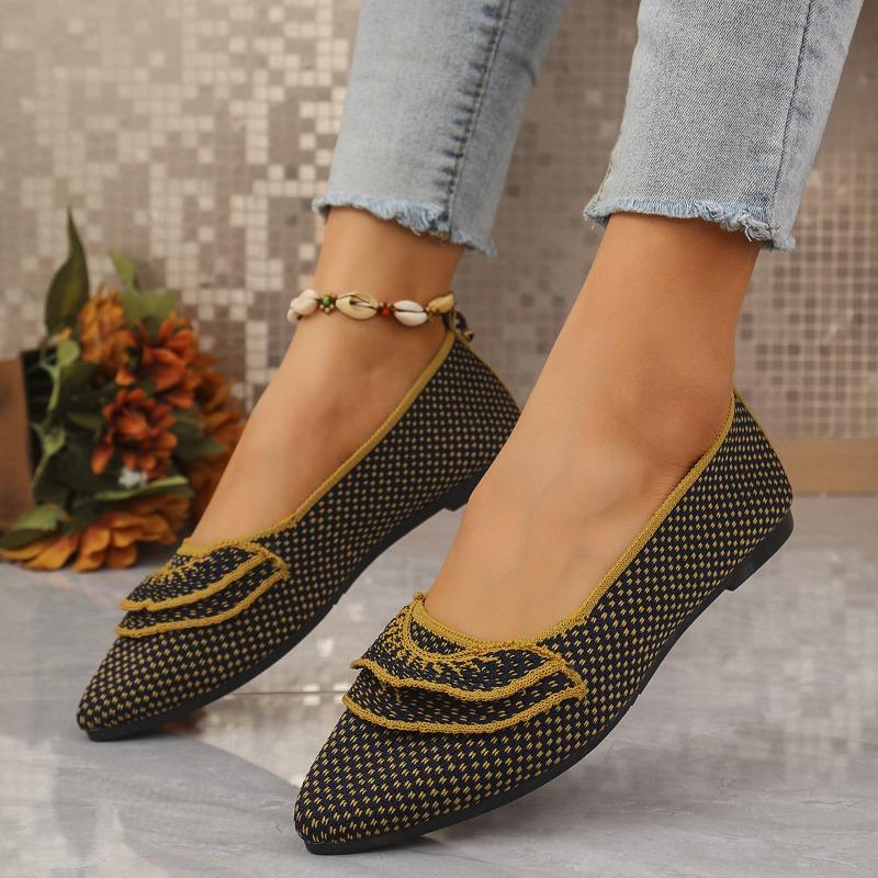 N Nü Spring/Summer New Pointed Toe Flat Single Shoes Large Size Fashion Flying Weaving One Step Casual Women's Shoes