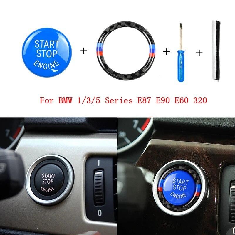Auto Motor Start Stop Tlačítko Ozdobný kroužek Auta Styl příslušenství pro BMW řady 1/3/5 E87 E90 E60 320