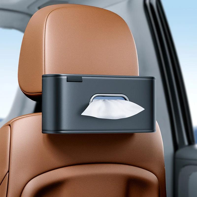 Car Tissue Box Cover Leather Universal Center Console Armrest Paper Towel Storage Bag Auto Seat Back Hanging Tissue Organizer