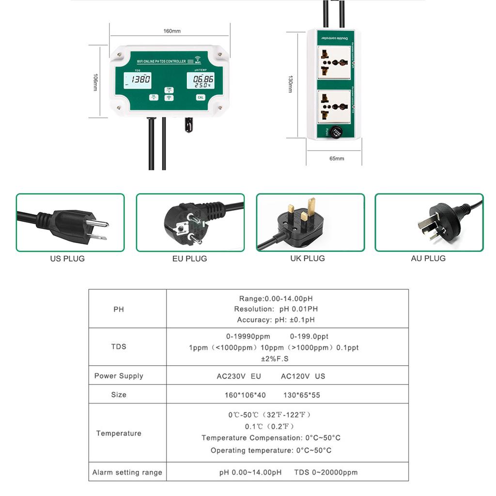 WiFi Online PH   Controller Professional 3 In 1 PHCelsius CelsiusTEMP Water Quality Detector PH Controller Water Quality Tester for Aquarium Hydro