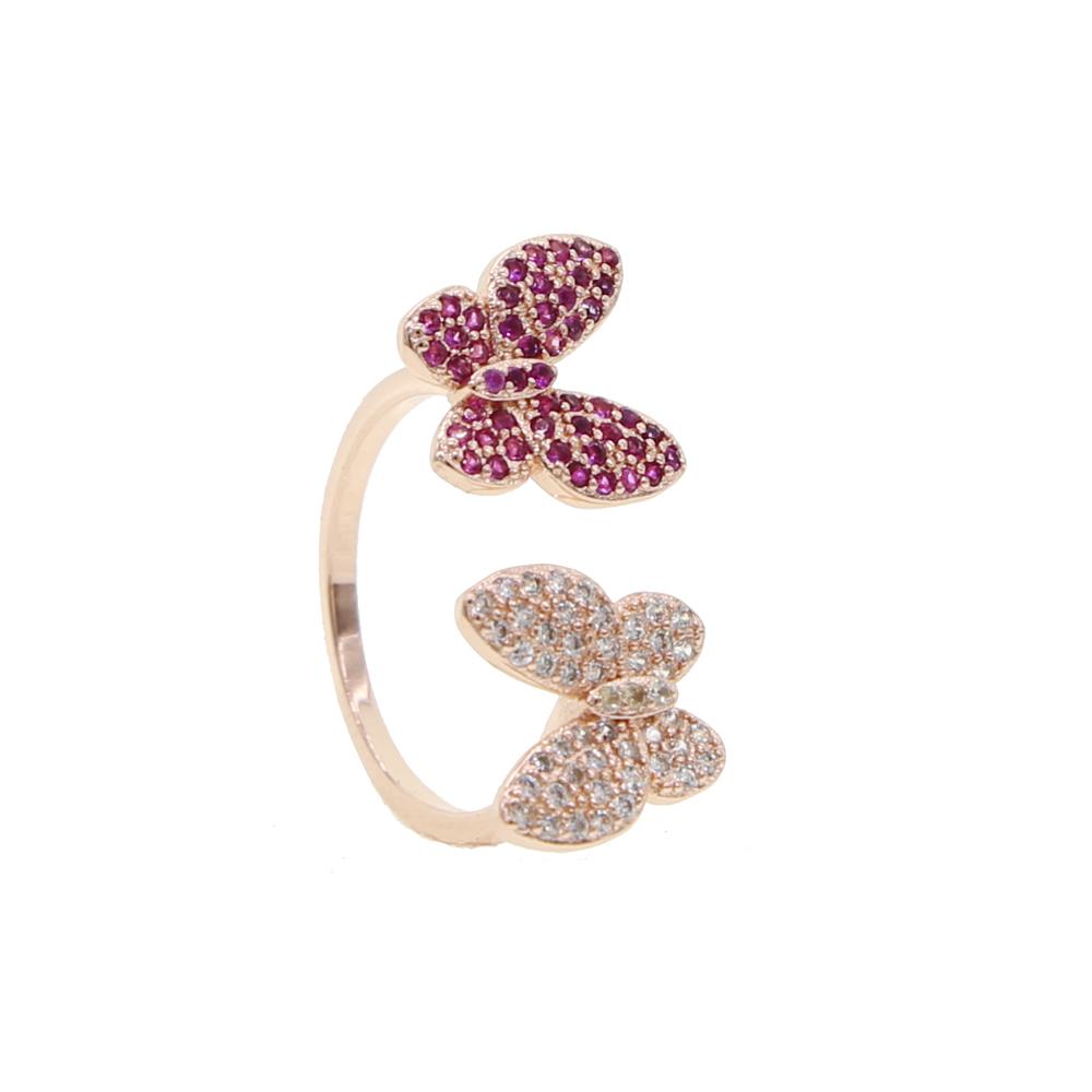 High Quality Summer Delicate Cute Lovely Double Butterfly Animal Ring For Women Girl Fashion Open Adjust Size Party Jewelry