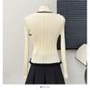 Spring Autumn Women Half High Collar Full Sleeve Ruffles Knitted Sweater Pullover Tops