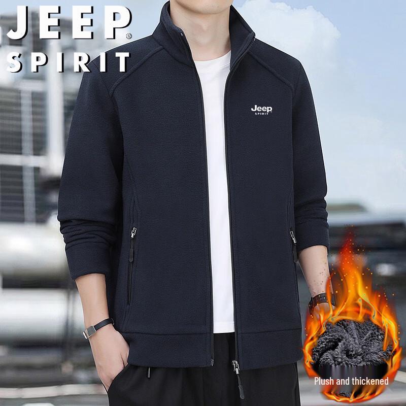 

JEEP SPIRIT Men s Fleece Lined Stand Collar Zip-Up Jacket 8XL