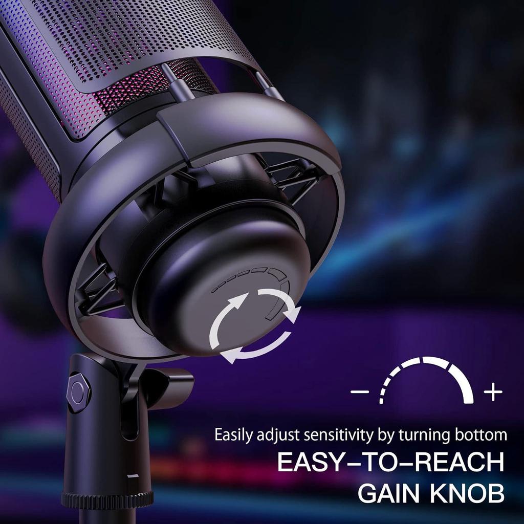 RGB Capacitor Wired Microphone for Gaming, Singing, Live Broadcast & Recording with Sound Card (ME6S)