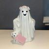 Ghost Dog Statue Halloween Spooky Resin Figurine Ghost Walking Dog Sculpture Garden