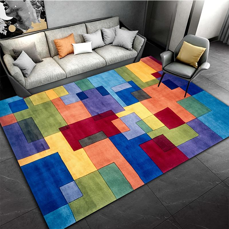 Colorful Abstract Checkered Bath Mat – Soft Flannel Non-Slip Rug for Bathroom, Kitchen, Bedroom & Office, Stylish Home Decor