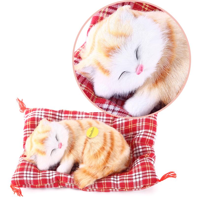 Simulation Cute Animal Sleeping Cats with Sound Christmas Party Decor For Home Decoration Adornmant Accessories