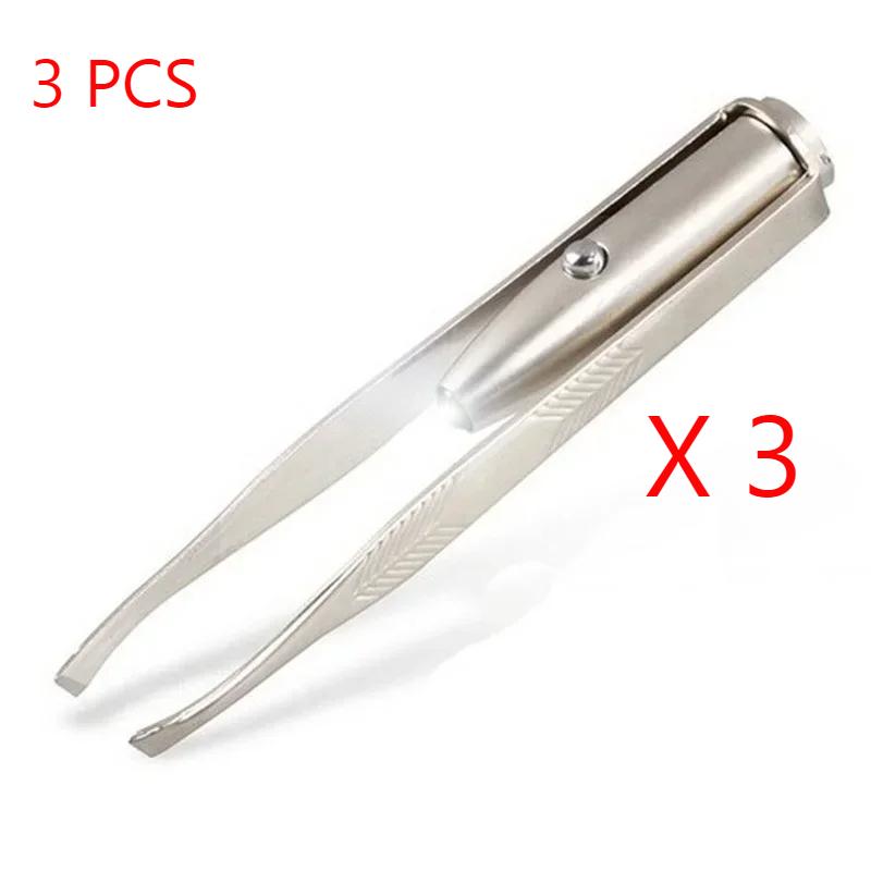 LED Beleuchtete Pinzette mit schräger Spitze - Tragbarer Augenbrauenhaarentferner mit Präzisionskante für professionelles Make-up & Reise-Set