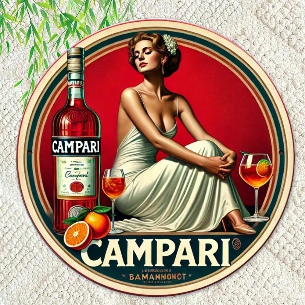 Vintage Campari Metalen Blikbord Retro Wanddecoratie voor Huisbar Man Cave