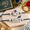 Set Rakhi CraftVatika placat cu argint, 2 bucăți, pentru frate, băiat, bărbați, Rakhi designer Ganesha Radhe Krishna pentru frate