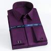 Camicia da uomo in cotone 100% di qualità, con polsino alla francese, bottone nascosto, vestibilità standard, manica lunga, polsini alla francese