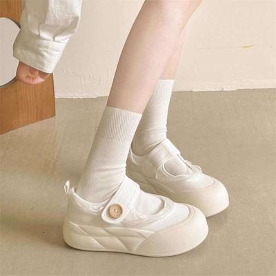 Mary Jane Shoes Children's New Spring and Autumn with Skirt Shallow Mouth Single Shoes Velcro Board Shoes Women