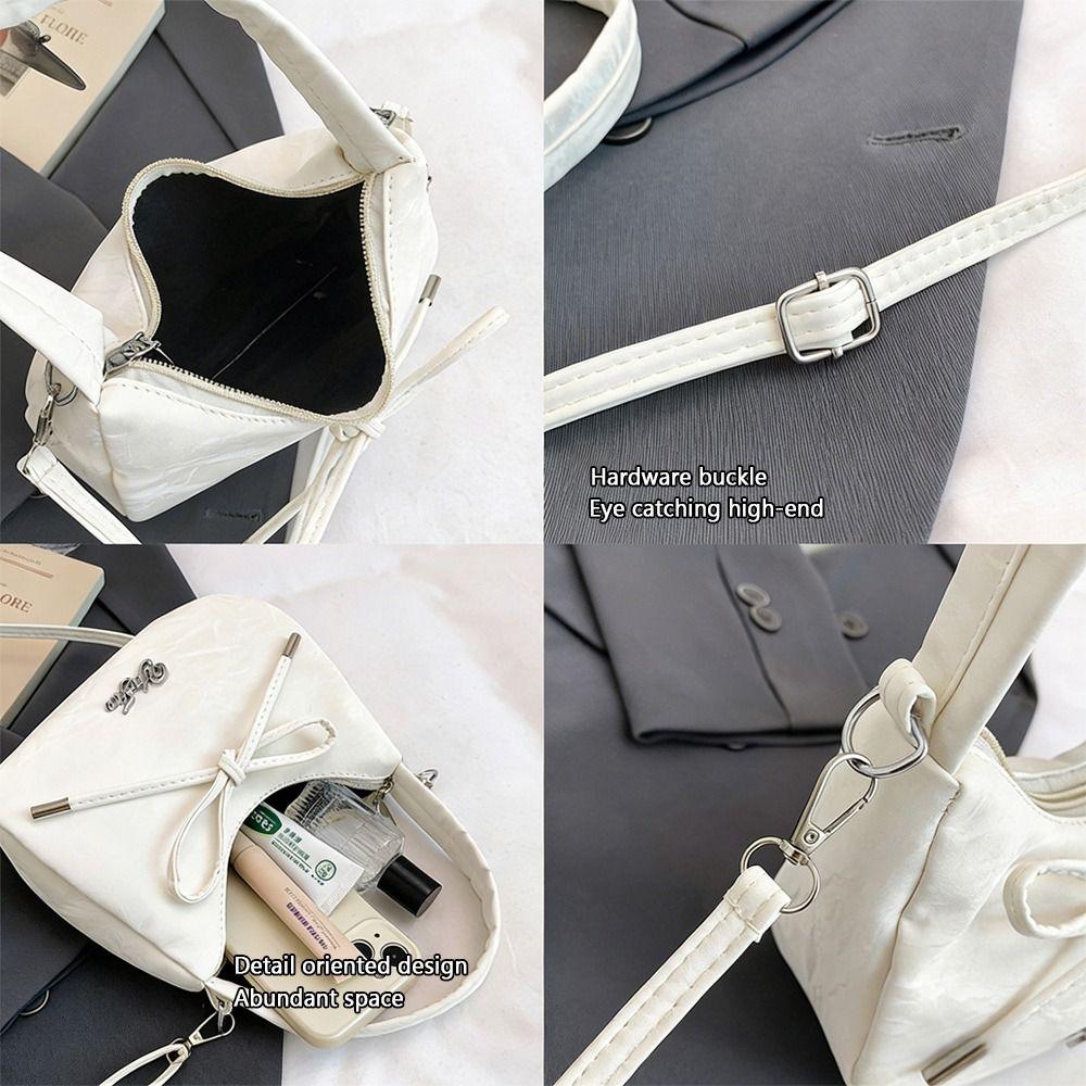 Single Shoulder Solid Color Shoulder Bag High-end Butterfly Knot Crossbody Bag Small Size Simple Design Handbag Daily Casual
