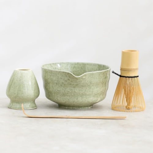 Chaksy Matcha Set, Japanese Tea Set Includes Matcha Bowl with Spout, Matcha Holder, Bamboo Matcha, and Bamboo Scoop