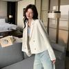 Casual White Small Suit Jacket for Women Spring and Autumn New Short Thin Suit Commuting All-match Jacket