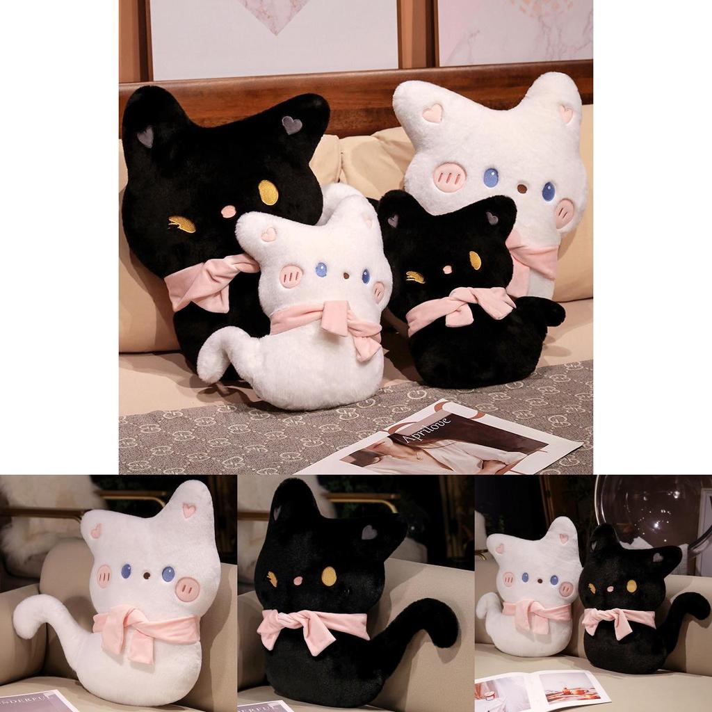 Adorable Plush Black Cat Stuffed Toy Soft And Cuddly Cartoon Kitty Pillow Gift