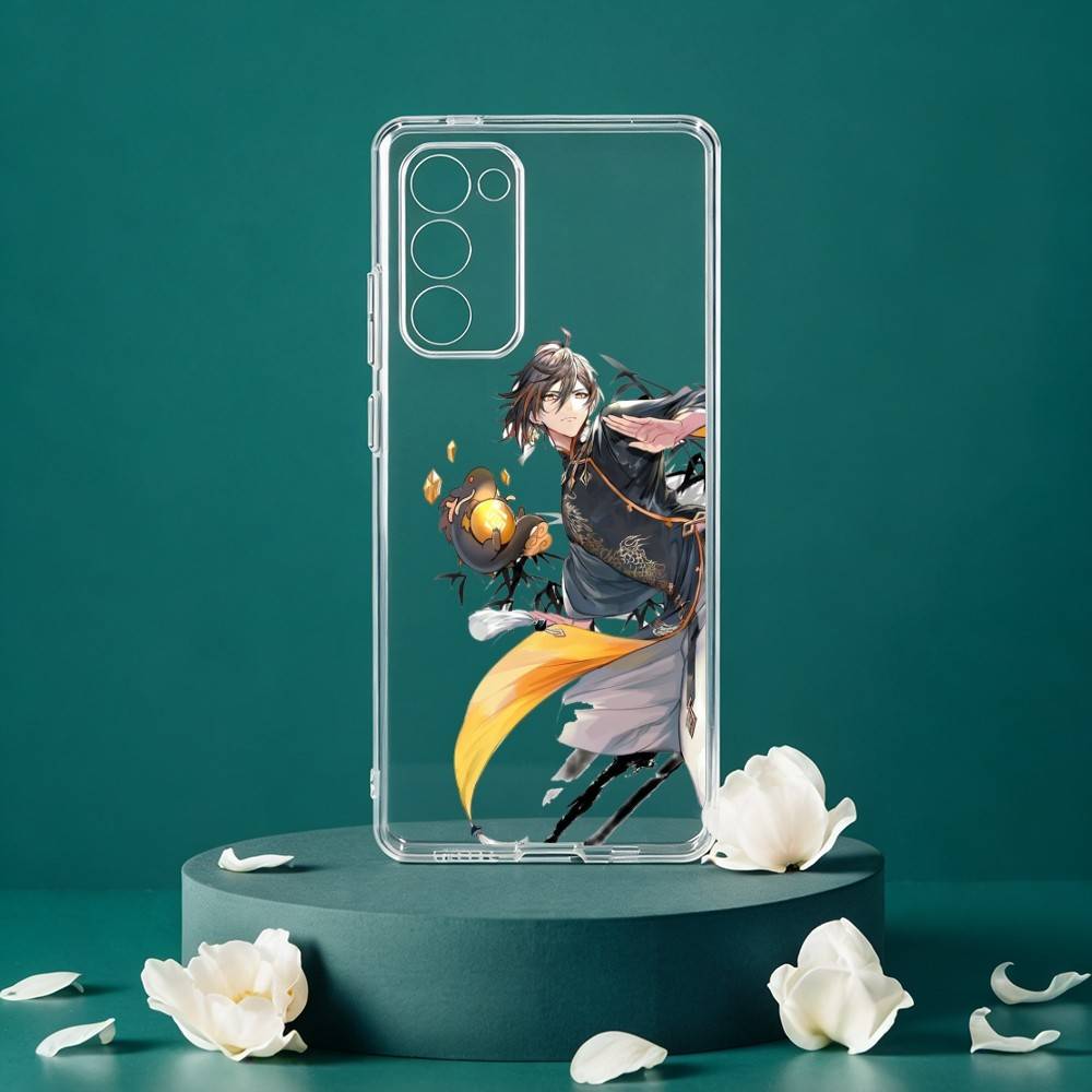 

Чехол для телефона Zhongli Genshin Impact для Samsung Galaxy S24 S25 S23 S22 S21 Plus S24 S25 Прозрачный чехол Samsung S23plus5G
