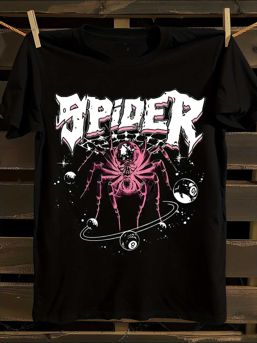 

s Gothic Spider & SPIDER Letter Print T-Shirt Mens Tshirt Womens Tshirts with Letters Print Short Sleeves T-Shirt Casual Street Tee Shirt Top S