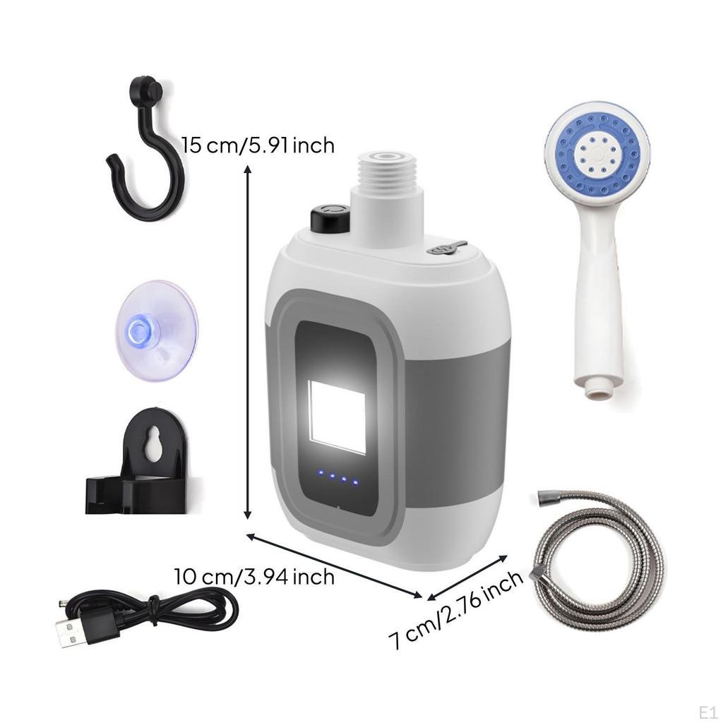 Tragbare Elektrische Dusche Eingebautes Handbrausesystem USB-Aufladung für Temporäre Installationen Schwarz