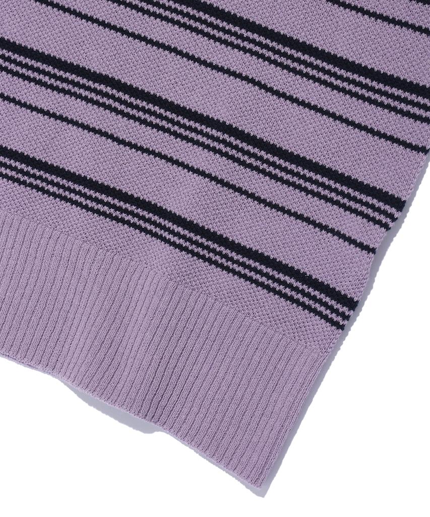IEY Stripe Collar Knit Purple